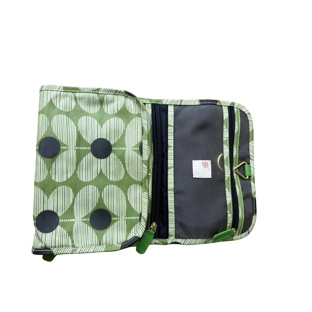 Orla Kiely Hanging Travel Cosmetic Toiletry Organizer Bag Green Retro Floral